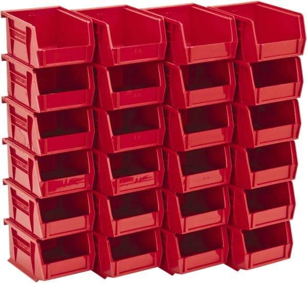 Quantum Storage - 10 Lb. Load Capacity, 5-3/8" Deep, Red Polypropylene Hopper Stacking Bin - 3" High x 4-1/8" Wide x 5-3/8" Long - All Tool & Supply