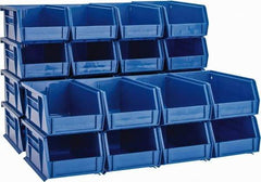 Quantum Storage - 10 Lb. Load Capacity, 7-3/8" Deep, Blue Polypropylene Hopper Stacking Bin - 3" High x 4-1/8" Wide x 7-3/8" Long - All Tool & Supply