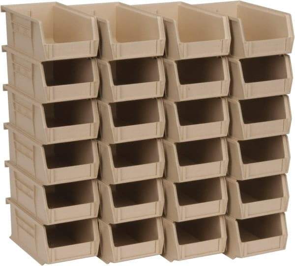 Quantum Storage - 10 Lb. Load Capacity, 7-3/8" Deep, Ivory Polypropylene Hopper Stacking Bin - 3" High x 4-1/8" Wide x 7-3/8" Long - All Tool & Supply