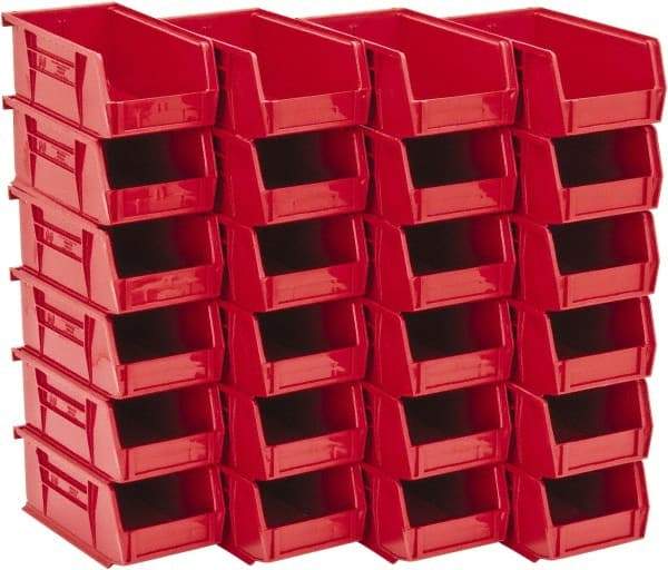 Quantum Storage - 10 Lb. Load Capacity, 7-3/8" Deep, Red Polypropylene Hopper Stacking Bin - 3" High x 4-1/8" Wide x 7-3/8" Long - All Tool & Supply