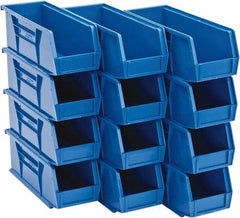 Quantum Storage - 30 Lb. Load Capacity, 10-7/8" Deep, Blue Polypropylene Hopper Stacking Bin - 4" High x 4-1/8" Wide x 10-7/8" Long - All Tool & Supply