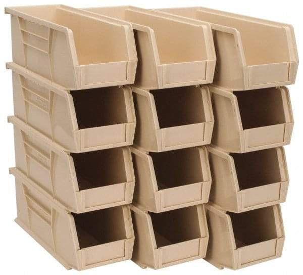 Quantum Storage - 30 Lb. Load Capacity, 10-7/8" Deep, Ivory Polypropylene Hopper Stacking Bin - 4" High x 4-1/8" Wide x 10-7/8" Long - All Tool & Supply