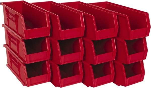 Quantum Storage - 30 Lb. Load Capacity, 10-7/8" Deep, Red Polypropylene Hopper Stacking Bin - 4" High x 4-1/8" Wide x 10-7/8" Long - All Tool & Supply