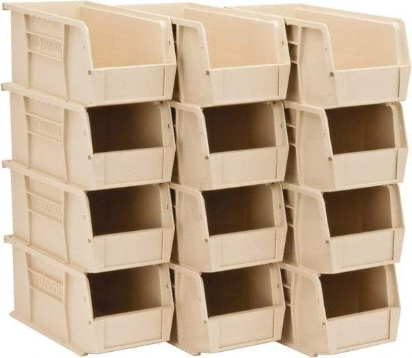 Quantum Storage - 30 Lb. Load Capacity, 10-7/8" Deep, Ivory Polypropylene Hopper Stacking Bin - 5" High x 5-1/2" Wide x 10-7/8" Long - All Tool & Supply