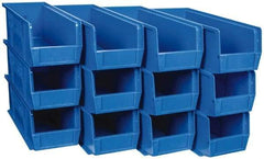 Quantum Storage - 50 Lb. Load Capacity, 14-3/4" Deep, Blue Polypropylene Hopper Stacking Bin - 5" High x 5-1/2" Wide x 14-3/4" Long - All Tool & Supply