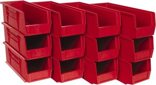 Quantum Storage - 50 Lb. Load Capacity, 14-3/4" Deep, Red Polypropylene Hopper Stacking Bin - 5" High x 5-1/2" Wide x 14-3/4" Long - All Tool & Supply