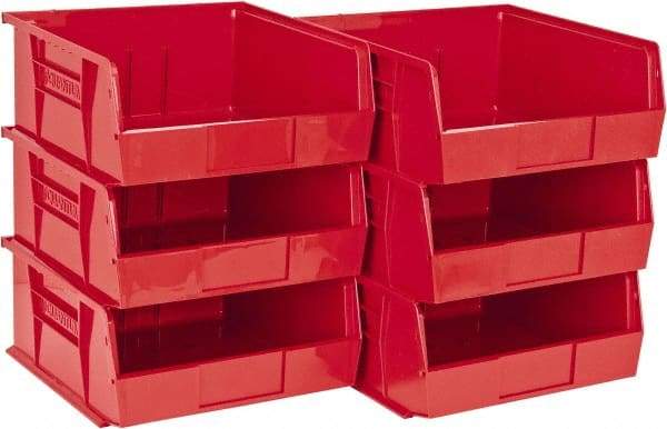 Quantum Storage - 50 Lb. Load Capacity, 10-7/8" Deep, Red Polypropylene Hopper Stacking Bin - 5" High x 11" Wide x 10-7/8" Long - All Tool & Supply