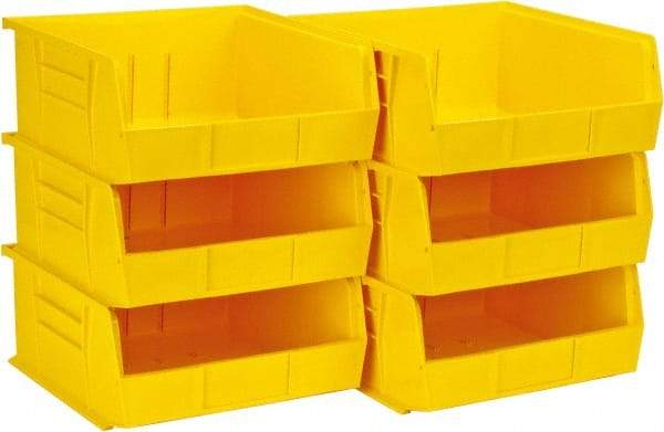 Quantum Storage - 50 Lb. Load Capacity, 10-7/8" Deep, Yellow Polypropylene Hopper Stacking Bin - 5" High x 11" Wide x 10-7/8" Long - All Tool & Supply