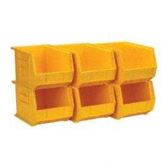 Quantum Storage - 50 Lb. Load Capacity, 10-3/4" Deep, Yellow Polypropylene Hopper Stacking Bin - 7" High x 8-1/4" Wide x 10-3/4" Long - All Tool & Supply