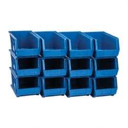 Quantum Storage - 60 Lb. Load Capacity, 14-3/4" Deep, Blue Polypropylene Hopper Stacking Bin - 7" High x 8-1/4" Wide x 14-3/4" Long - All Tool & Supply