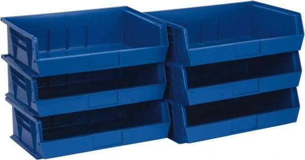 Quantum Storage - 60 Lb. Load Capacity, 10-7/8" Deep, Blue Polypropylene Hopper Stacking Bin - 5" High x 16-1/2" Wide x 10-7/8" Long - All Tool & Supply