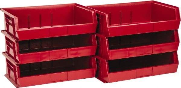 Quantum Storage - 60 Lb. Load Capacity, 10-7/8" Deep, Red Polypropylene Hopper Stacking Bin - 5" High x 16-1/2" Wide x 10-7/8" Long - All Tool & Supply