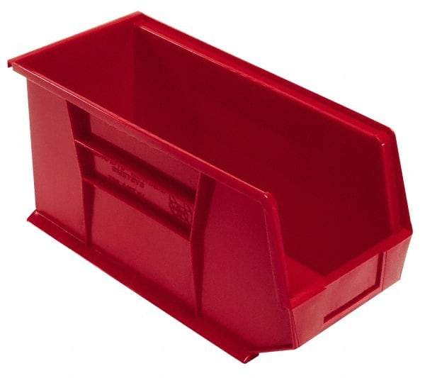 Quantum Storage - 60 Lb. Load Capacity, 18" Deep, Red Polypropylene Hopper Stacking Bin - 9" High x 8-1/4" Wide x 18" Long - All Tool & Supply