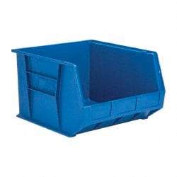 Quantum Storage - 75 Lb. Load Capacity, 18" Deep, Blue Polypropylene Hopper Stacking Bin - 11" High x 16-1/2" Wide x 18" Long - All Tool & Supply