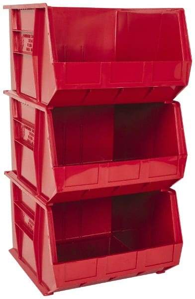 Quantum Storage - 75 Lb. Load Capacity, 18" Deep, Red Polypropylene Hopper Stacking Bin - 11" High x 16-1/2" Wide x 18" Long - All Tool & Supply