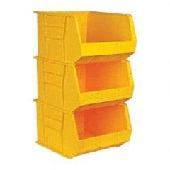 Quantum Storage - 75 Lb. Load Capacity, 18" Deep, Yellow Polypropylene Hopper Stacking Bin - 11" High x 16-1/2" Wide x 18" Long - All Tool & Supply