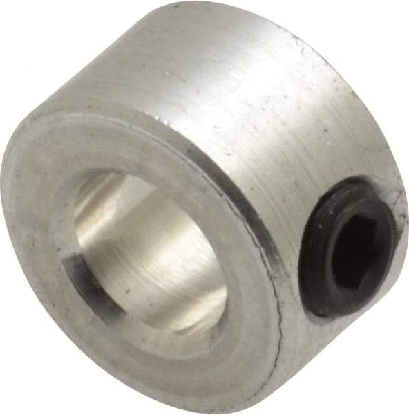 Climax Metal Products - 1/4" Bore, Aluminum, One Piece Solid Set Screw Collars - 1/2" Outside Diam, 9/32" Wide - All Tool & Supply