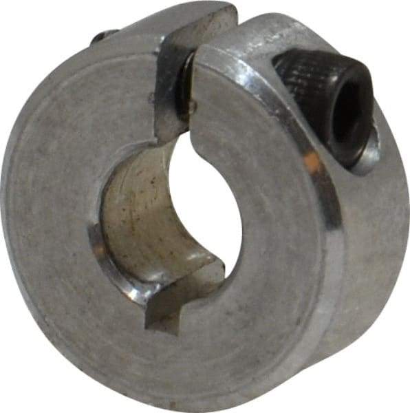 Climax Metal Products - 1/4" Bore, Aluminum, One Piece One Piece Split Shaft Collar - 5/8" Outside Diam, 9/32" Wide - All Tool & Supply