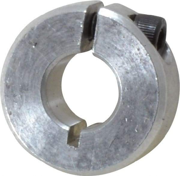 Climax Metal Products - 3/8" Bore, Aluminum, One Piece One Piece Split Shaft Collar - 7/8" Outside Diam, 11/32" Wide - All Tool & Supply