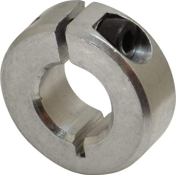 Climax Metal Products - 7/16" Bore, Aluminum, One Piece One Piece Split Shaft Collar - 15/16" Outside Diam, 11/32" Wide - All Tool & Supply