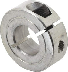 Climax Metal Products - 9/16" Bore, Aluminum, One Piece One Piece Split Shaft Collar - 1-1/4" Outside Diam, 7/16" Wide - All Tool & Supply