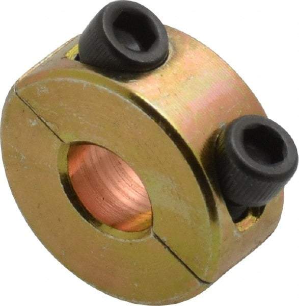 Climax Metal Products - 1/4" Bore, Steel, Two Piece Clamping Shaft Collar - 5/8" Outside Diam, 9/32" Wide - All Tool & Supply