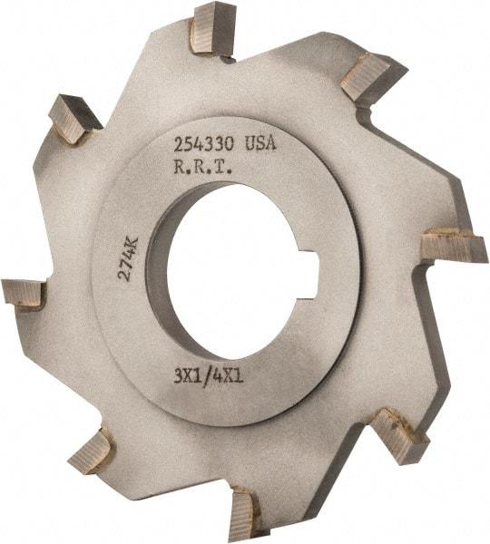 Made in USA - 3" Diam x 1/4" Width of Cut, 8 Teeth, Carbide Tipped Side Milling Cutter - Straight Teeth, Uncoated - All Tool & Supply