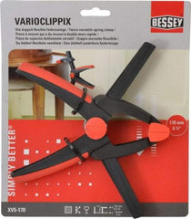 Bessey - 6-1/2" Jaw Opening Capacity, 2" Throat Depth, Double Variable Jaw, Spring Clamp - Plastic Body, Plastic Handle, Plastic Tip, 9" OAL - All Tool & Supply