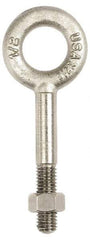 Gibraltar - 500 Lb Capacity, Stainless Steel, 1/4-20 Thread, Fixed Lifting Eye Bolt - Partially Threaded, 5" Shank, 2-1/2" Thread Length, No Shoulder - All Tool & Supply