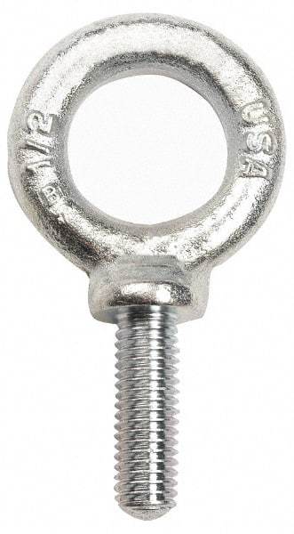 Gibraltar - 900 Lb Capacity, Forged Steel, 5/16-18 Thread, Fixed Lifting Eye Bolt - Fully Threaded, 1-1/8" Shank, 1-1/8" Thread Length, Shoulder - All Tool & Supply