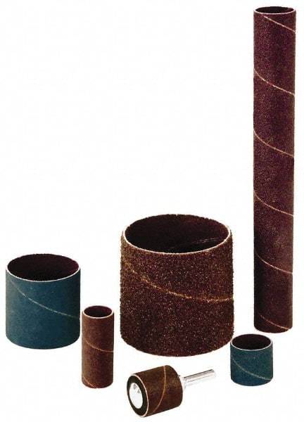 Made in USA - 80 Grit Aluminum Oxide Coated Spiral Band - 1-1/4" Diam x 1" Wide, Medium Grade - All Tool & Supply