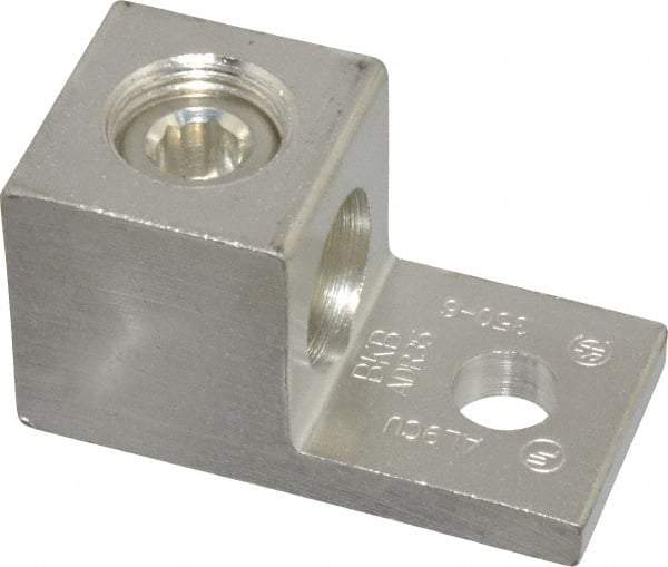 Thomas & Betts - 6 AWG Noninsulated Compression Connection Square Ring Terminal - 3/8" Stud, 2-1/4" OAL x 1-1/8" Wide, Tin Plated Aluminum Contact - All Tool & Supply