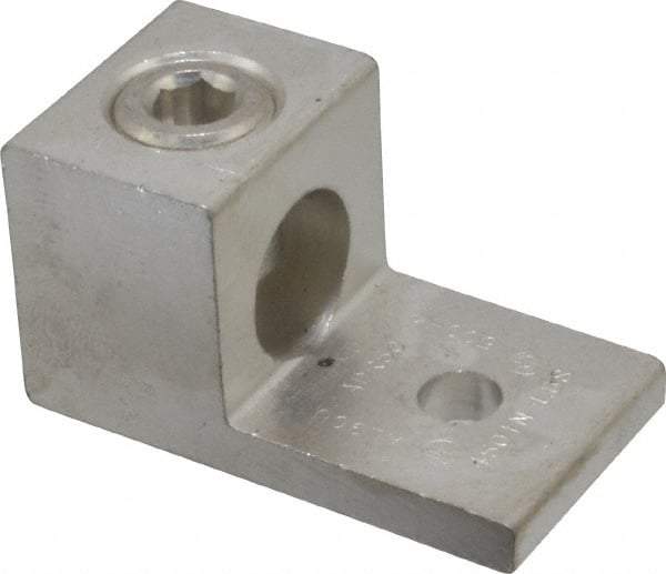 Thomas & Betts - 4 AWG Noninsulated Compression Connection Square Ring Terminal - 3/8" Stud, 2-13/16" OAL x 1-1/2" Wide, Tin Plated Aluminum Contact - All Tool & Supply