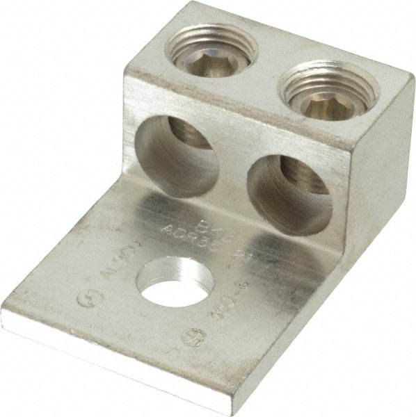 Thomas & Betts - 6 AWG Noninsulated Compression Connection Rectangle Ring Terminal - 1/2" Stud, 2-7/8" OAL x 1.9219" Wide, Tin Plated Aluminum Contact - All Tool & Supply