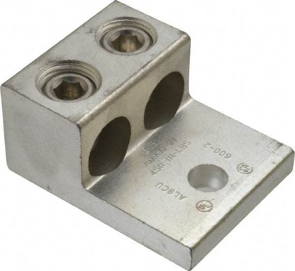 Thomas & Betts - 2 AWG Noninsulated Compression Connection Rectangle Ring Terminal - 1/2" Stud, 3-3/16" OAL x 2-13/32" Wide, Tin Plated Aluminum Contact - All Tool & Supply