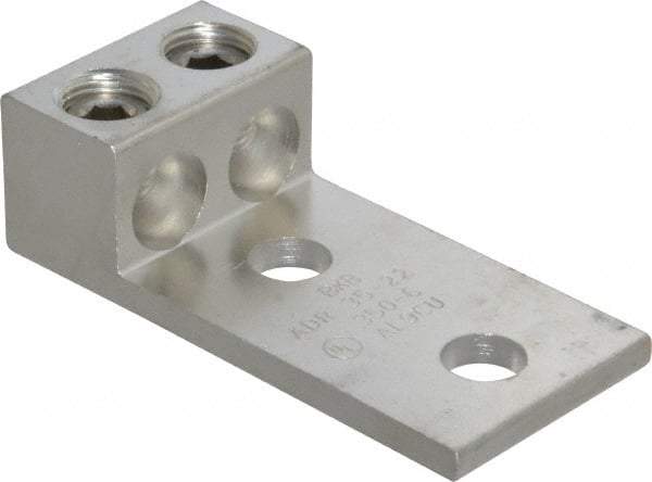 Thomas & Betts - 6 AWG Noninsulated Compression Connection Rectangle Ring Terminal - 1/2" Stud, 4-1/4" OAL x 2-19/64" Wide, Tin Plated Aluminum Contact - All Tool & Supply