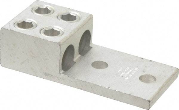 Thomas & Betts - 2 AWG Noninsulated Compression Connection Rectangle Ring Terminal - 1/2" Stud, 5-5/16" OAL x 2-3/4" Wide, Tin Plated Aluminum Contact - All Tool & Supply