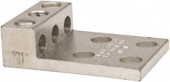 Thomas & Betts - 14-1/0 AWG Noninsulated Compression Connection Rectangle Ring Terminal - 3/8" Stud, 2-29/32" OAL x 2" Wide, Tin Plated Aluminum Contact - All Tool & Supply