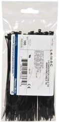 Thomas & Betts - 6.4" Long Black Nylon Standard Cable Tie - 18 Lb Tensile Strength, 1.13mm Thick, 1-1/2" Max Bundle Diam - All Tool & Supply