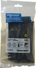 Thomas & Betts - 5.6" Long Black Nylon Standard Cable Tie - 30 Lb Tensile Strength, 1.21mm Thick, 1-1/4" Max Bundle Diam - All Tool & Supply