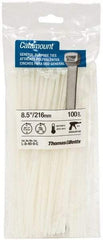 Thomas & Betts - 8-1/2" Long Natural (Color) Nylon Standard Cable Tie - 40 Lb Tensile Strength, 1.13mm Thick, 4" Max Bundle Diam - All Tool & Supply