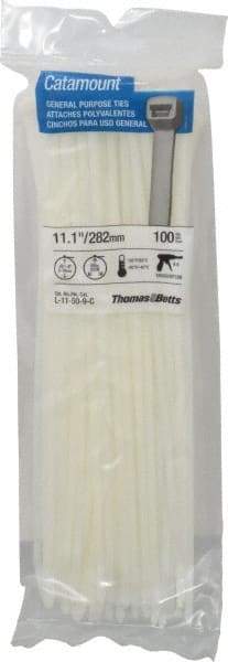 Thomas & Betts - 11.1" Long Natural (Color) Nylon Standard Cable Tie - 50 Lb Tensile Strength, 1.35mm Thick, 2" Max Bundle Diam - All Tool & Supply