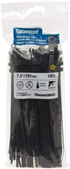 Thomas & Betts - 7-1/2" Long Black Nylon Mountable Cable Tie - 50 Lb Tensile Strength - All Tool & Supply