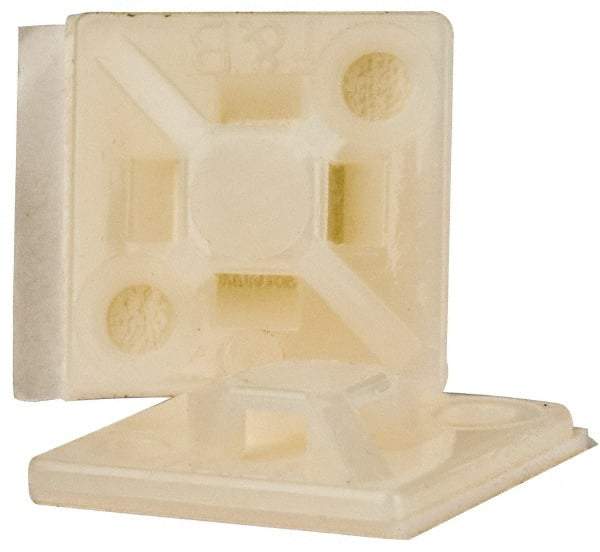 Thomas & Betts - Natural (Color), Nylon, Four Way Cable Tie Mounting Base - 3/4" Long x 0.205" High x 3/4" Wide Adhesive Back, Screw Size 6 - All Tool & Supply