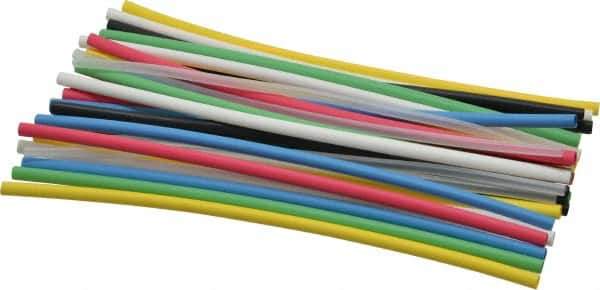 3M - 6" Long, 2:1, Polyolefin Heat Shrink Electrical Tubing - Black, Blue, Clear, Green, Red, White, Yellow - All Tool & Supply