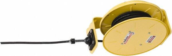 Conductix - 16 AWG, 20' Cable Length, Cord & Cable Reel with Bare End - 3 Outlets, NEMA 5-15R, 10 Amps, SEOW-A Cable, Yellow Reel, Spring Driven Reel - All Tool & Supply