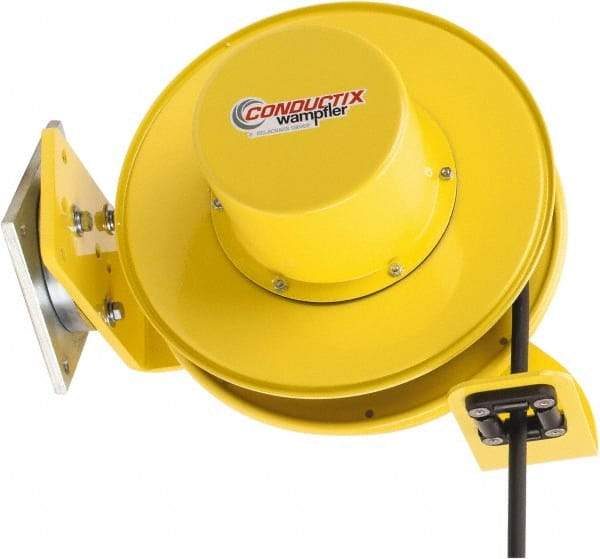 Conductix - 14 AWG, 40' Cable Length, Cord & Cable Reel with Cable End - 3 Outlets, SO Cable, White Reel - All Tool & Supply