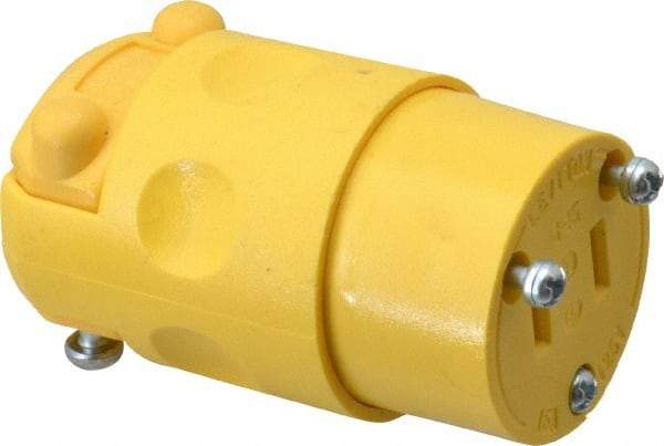 Leviton - 125 VAC, 15 Amp, 1-15R NEMA, Straight, Ungrounded, Commercial Grade Connector - 2 Pole, 2 Wire, 1 Phase, PVC, Yellow - All Tool & Supply