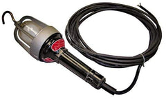 Made in USA - 100 Watt, Electric, Incandescent Portable Hook Work Light - 25' Cord, 1 Head, 900 Lumens - All Tool & Supply