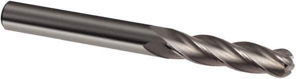 Guhring - 7/16" Diam, 2" LOC, 4 Flute Solid Carbide Ball End Mill - Uncoated, Single End, 5" OAL, 7/16" Shank Diam, Spiral Flute - All Tool & Supply